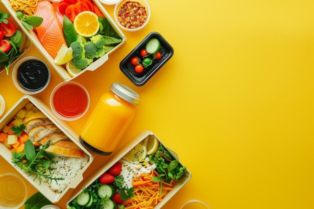 a tray of food with different foods including carrots cucumber and tomatoes