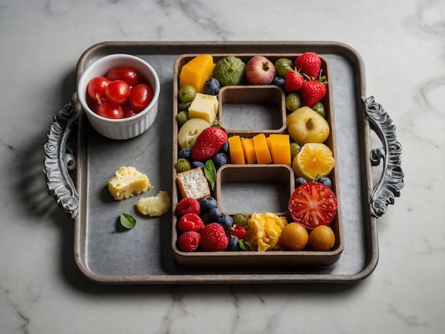 Photo a tray of food with the number on it