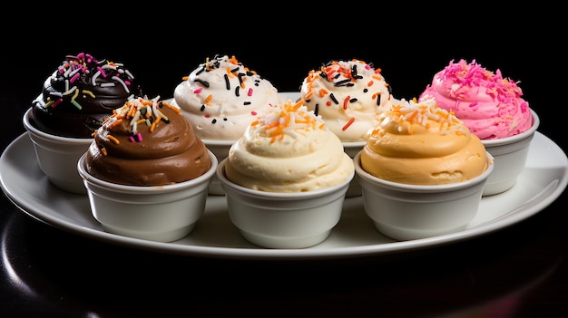 A Tray of Gourmet Milkshakes with Whipped Cream