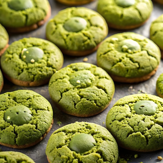 a tray of green muffins with the number 3 on them