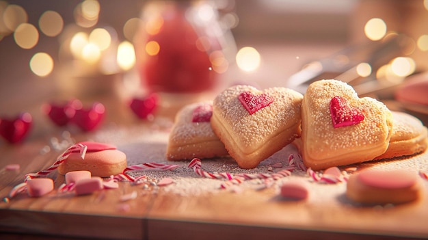 Photo a tray of heart shaped cookies with a heart shaped cookie on it