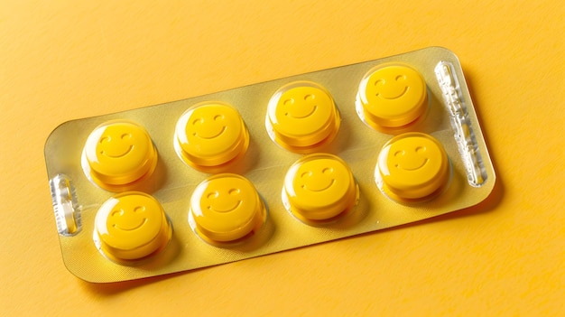 Photo a tray of mini chocolates with smiley faces on them