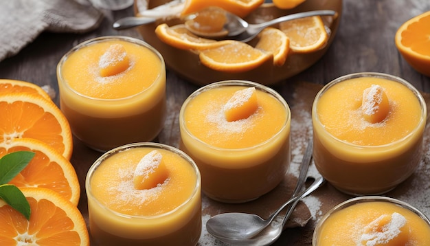 a tray of oranges with a spoon and spoons with a spoon