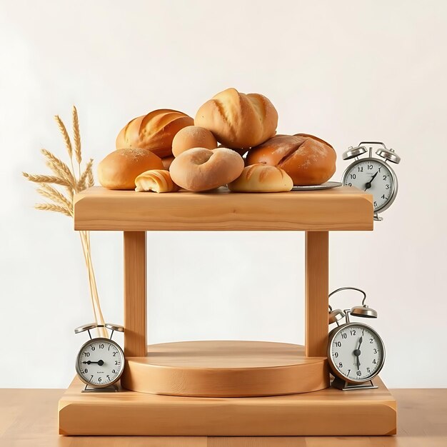 Photo a tray of pastries with a tray of bread on it