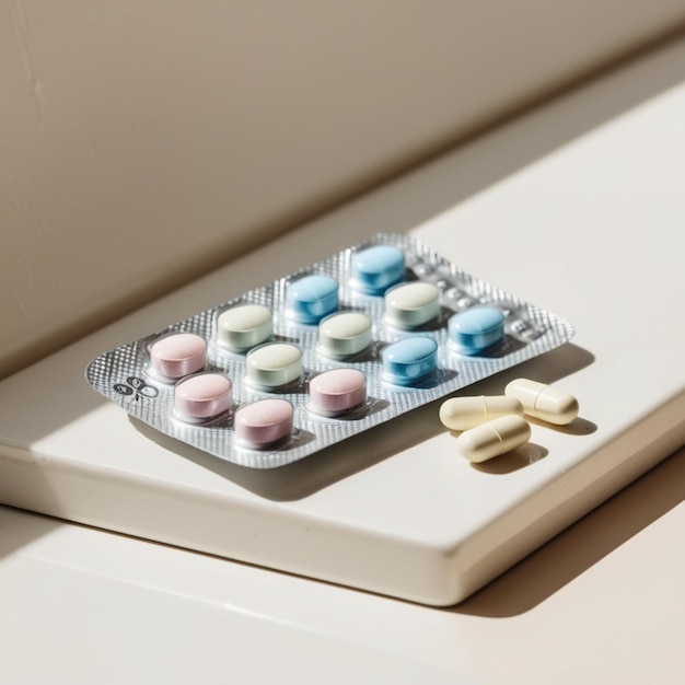 a tray of pills with a pair of shoes on it