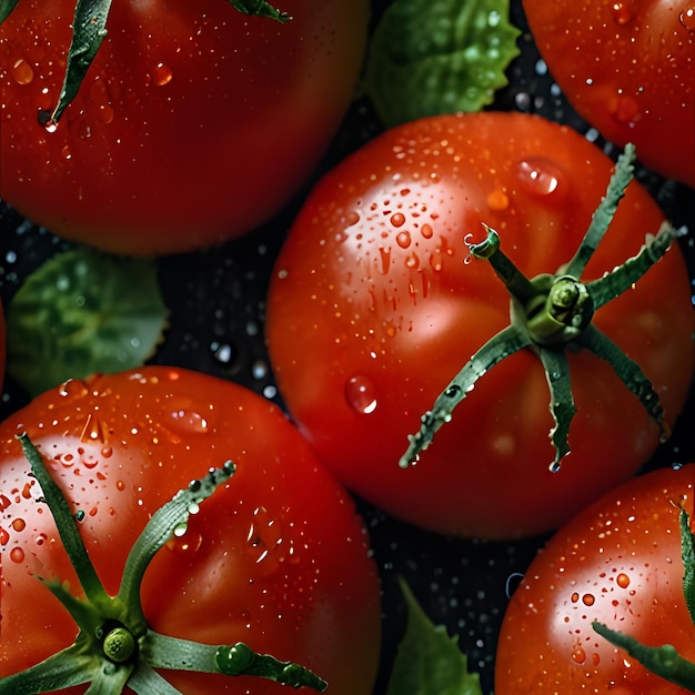 Photo a tray of red tomatoes with water drops on them