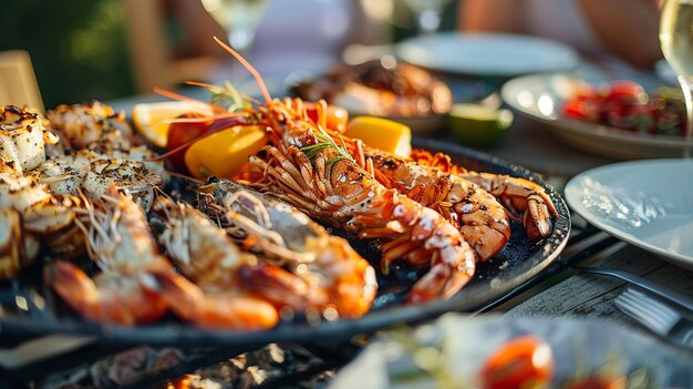 tray of seafood with a variety of seafood on it