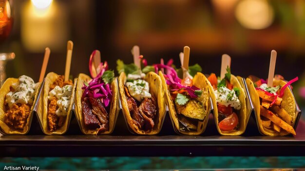 Photo a tray of taco that has different types of food on it