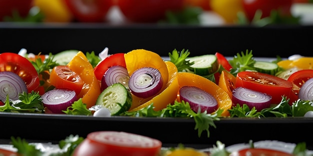 Photo a tray of vegetables with a variety of vegetables in it