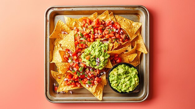 Photo tray with nachos and guacamole portrait