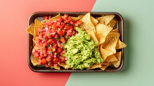 Photo tray with nachos and guacamole