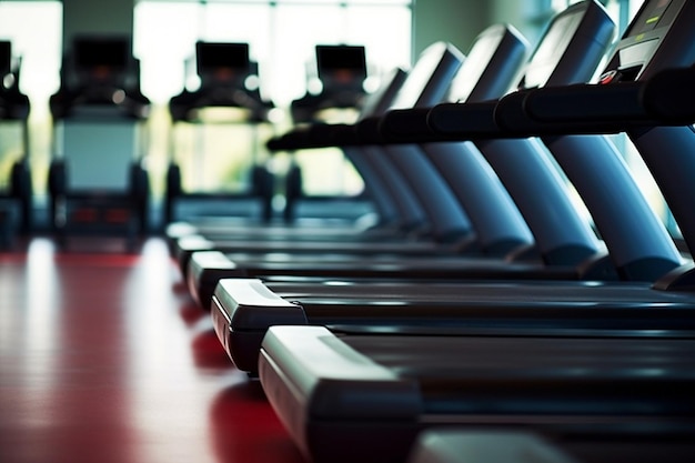 Treadmills in modern gym Generative AI