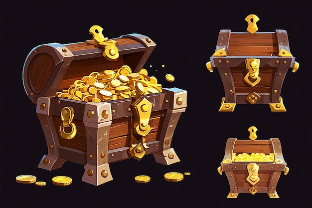 Treasure Box Chest with Gold Coins Prize Banner