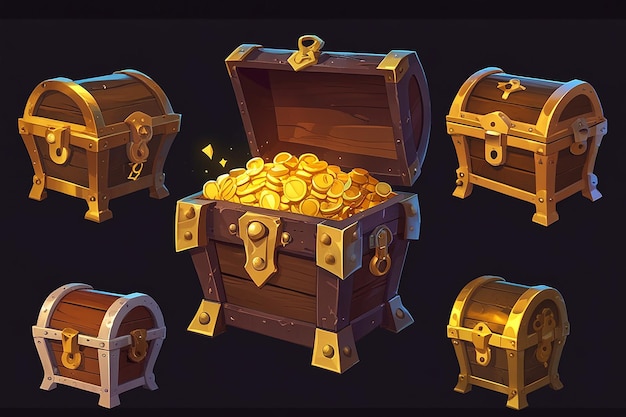 Treasure Box Chest with Gold Coins Prize Banner