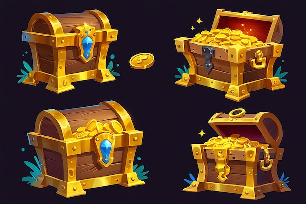 Treasure Box Chest with Gold Coins Prize Banner