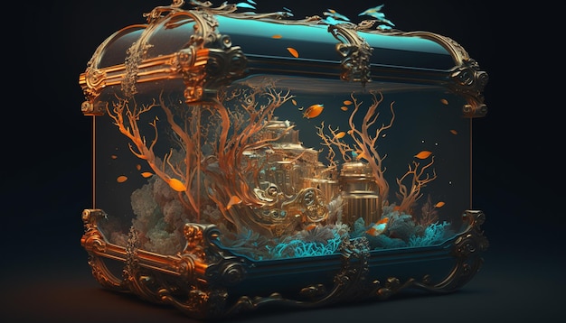 Treasure_box_deep_sea_old_ship_Generative_aiGenerative AI