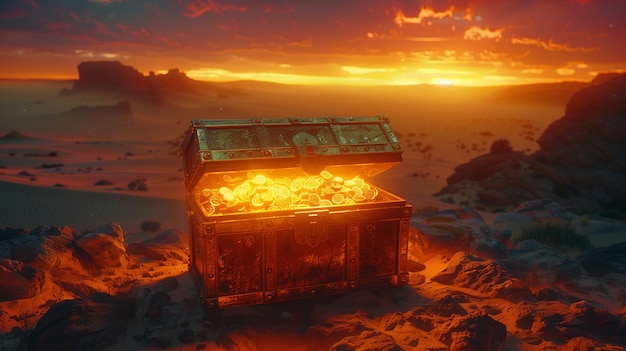 Treasure Chest Full of Gold Background