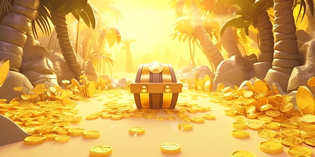 A treasure chest in a golden forest