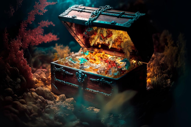 Treasure on the seabed fantastic sunken wealth in the ocean Generative AI