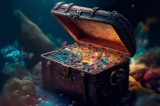 Treasure on the seabed fantastic sunken wealth in the ocean Generative AI