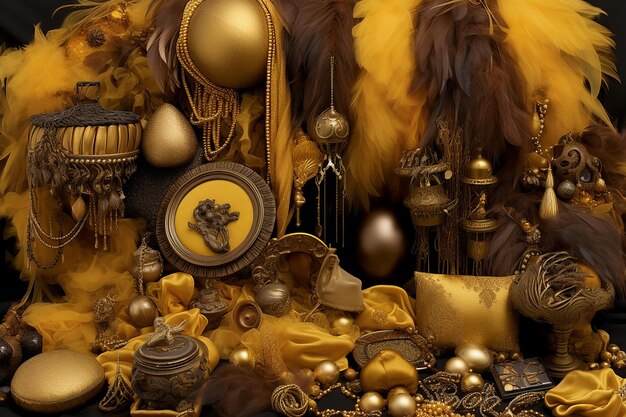 Treasure in yellow boho room background