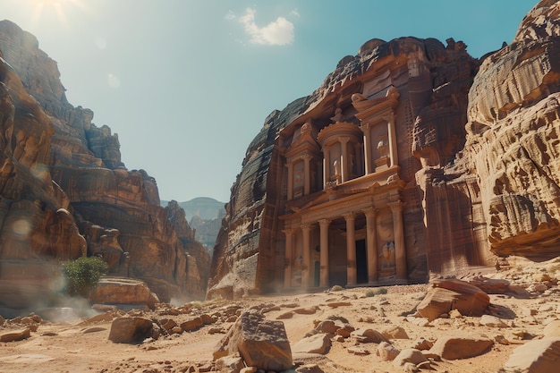 The Treasury of Petra in Jordan on a Sunny Day