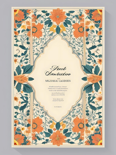 Photo treational mughal arch garden wedding invitation frame design