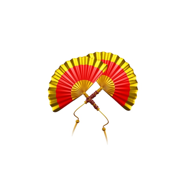 Treditional chinese fan 3d render isolated.