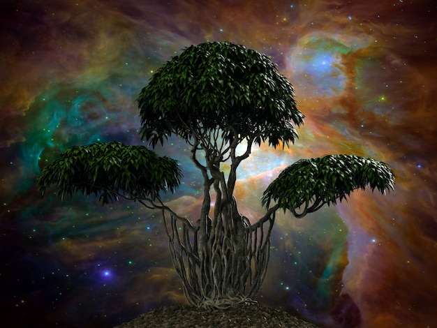 Tree against the night sky