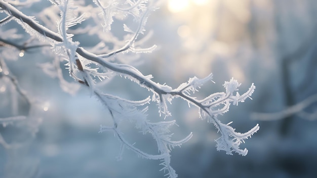 a tree branch with ice on it and the sun shining through it