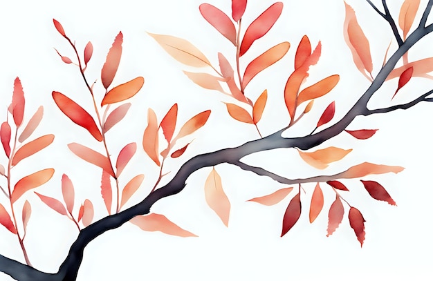 a tree branch with orange leaves