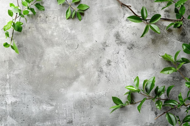 Tree branches on concrete table ad board poster mockup