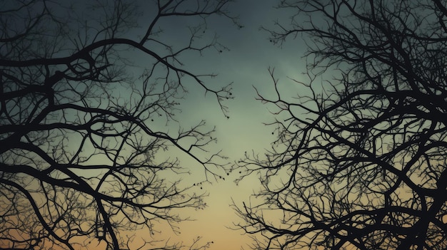 Tree branches silhouette as background