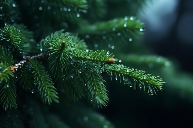 Tree brunch close up Shallow focus Fluffy fir tree brunch close up Christmas wallpaper