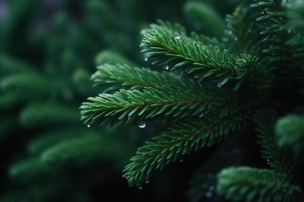 Tree brunch close up Shallow focus Fluffy fir tree brunch close up Christmas wallpaper