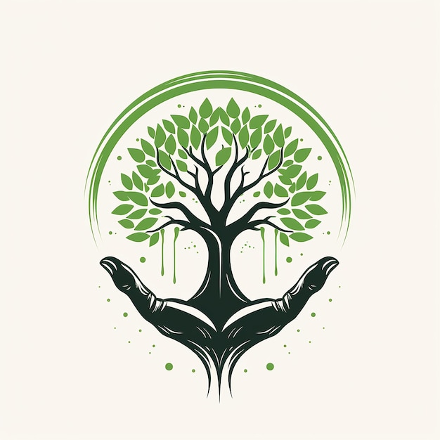 Tree Care logo design Hand Care Water Drop logo design