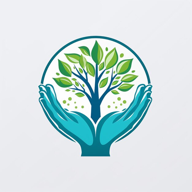 Photo tree care logo design hand care water drop logo design