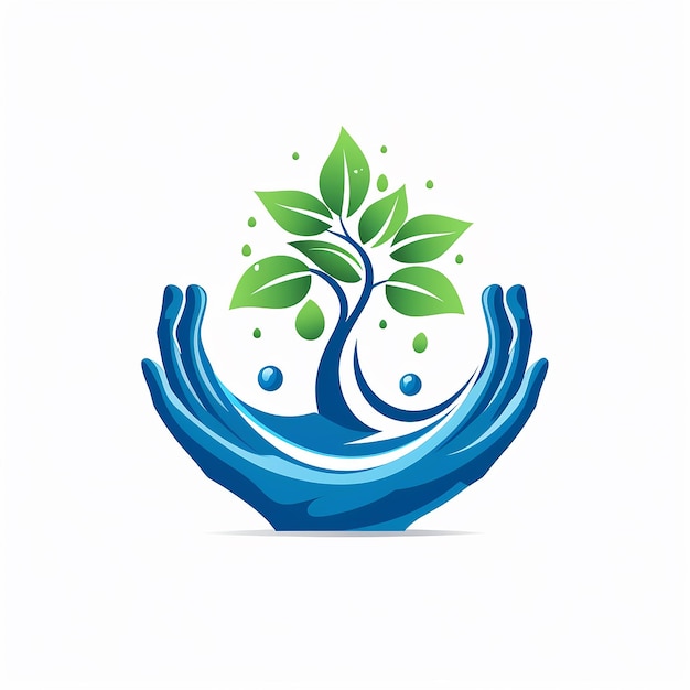 Photo tree care logo design hand care water drop logo design