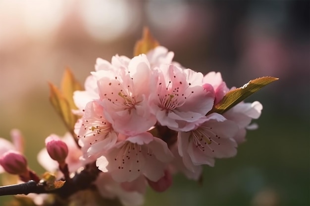 Tree Cherry Blossoms on the Background of Spring