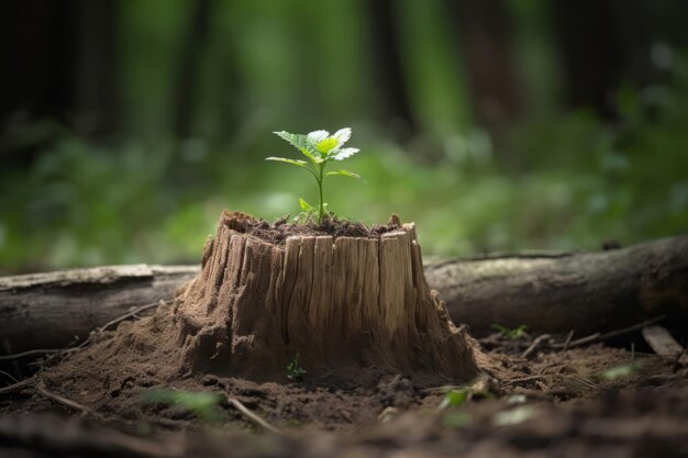 Tree emerging stump Generate AI