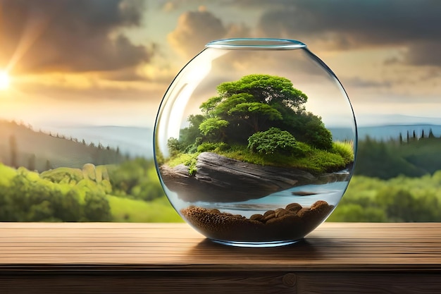 A tree in a fish bowl