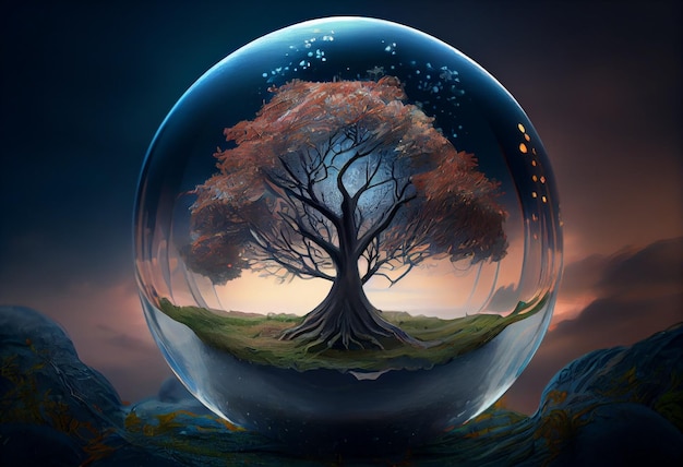 A tree in a glass ball