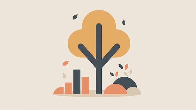 Photo tree graphic with bar graph displaying decrease in carbon emissions from wood pellets