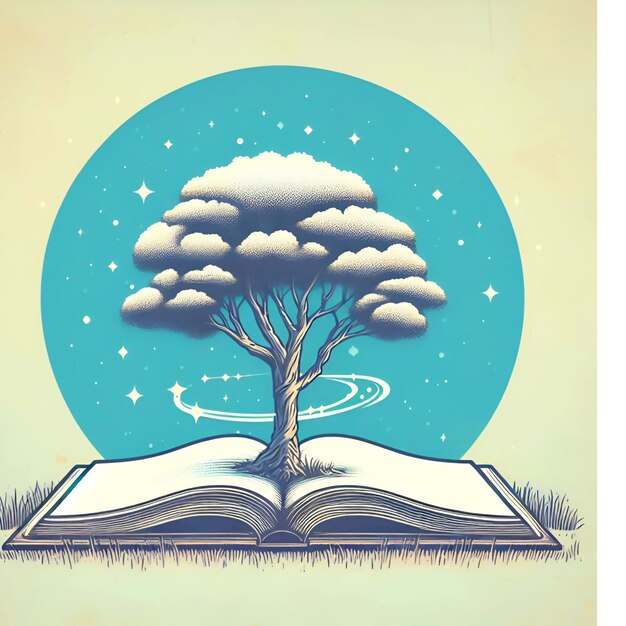 tree growing out of an open book represents world environmental education day AI generative