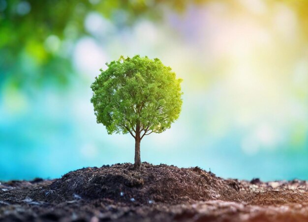 Tree growth on globe on earth day nature concept