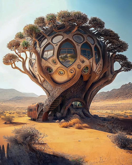 A tree house in the desert