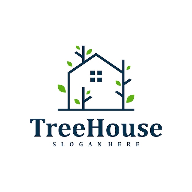 Tree House logo design Template Creative House Tree logo vector illustration