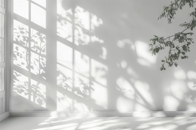 a tree is casting a shadow on a wall with the word quot e quot on it