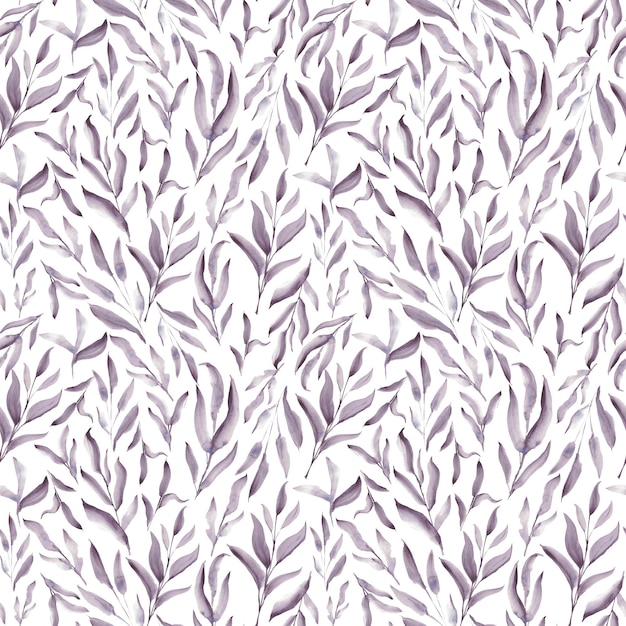 Tree leaf. Watercolor purple leaves. A set elements on a white background.