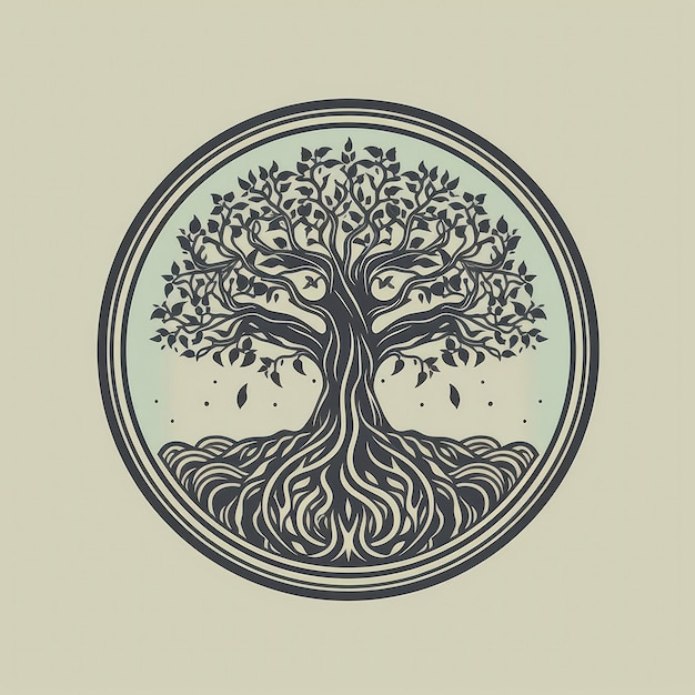 Tree Of Life With Branches And Roots Intertwined Spa Logo Generative AI